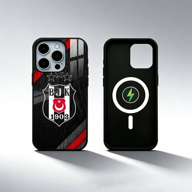 F-Fashion B-Besiktas BJK Handyhülle für iPhone 11 bis iPhone 17 Pro Max, Magnetisch für MagSafe Kabelloses Laden, Schwarz - Bild 1