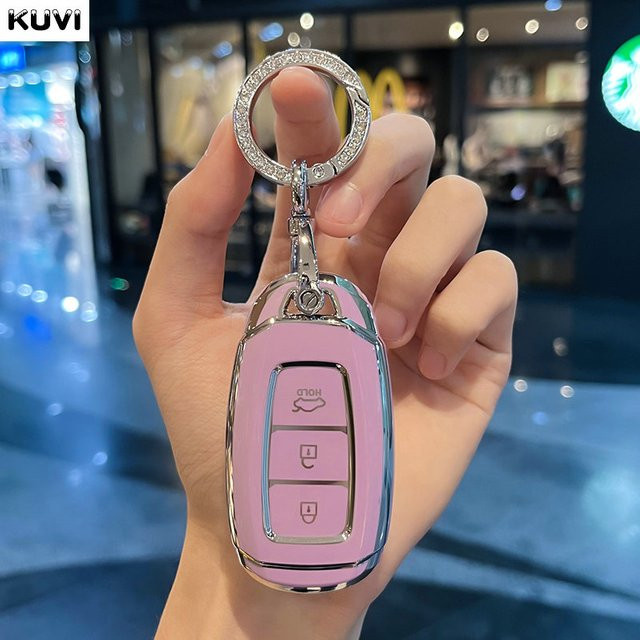Kuvi TPU Auto Smart Key Schutzhülle für Hyundai Santa i30 ix35 Kona Elantra in Pink - Bild 1