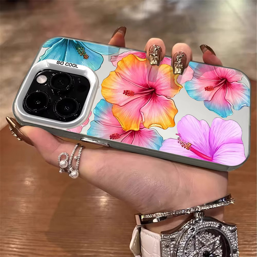 Stoßfeste matte Handyhülle mit buntem Blumenmuster für Apple iPhone Modelle in Multicolor - Bild 2