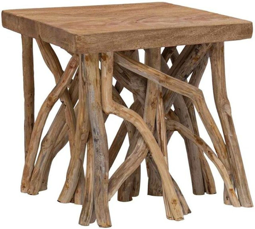 vidaxl Couchtisch aus Massivholz Teak in Natur und Braun, quadratisch, B/T/H: 40 x 40 x 40 cm - Bild 1