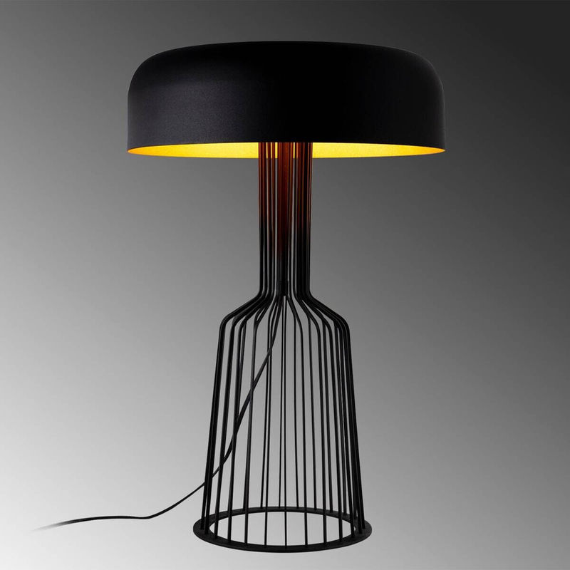 Opviq Tischleuchte aus Eisen in Gold und Schwarz mit E27 Fassung, B/T/H: 36 x 36 x 57 cm - Bild 3