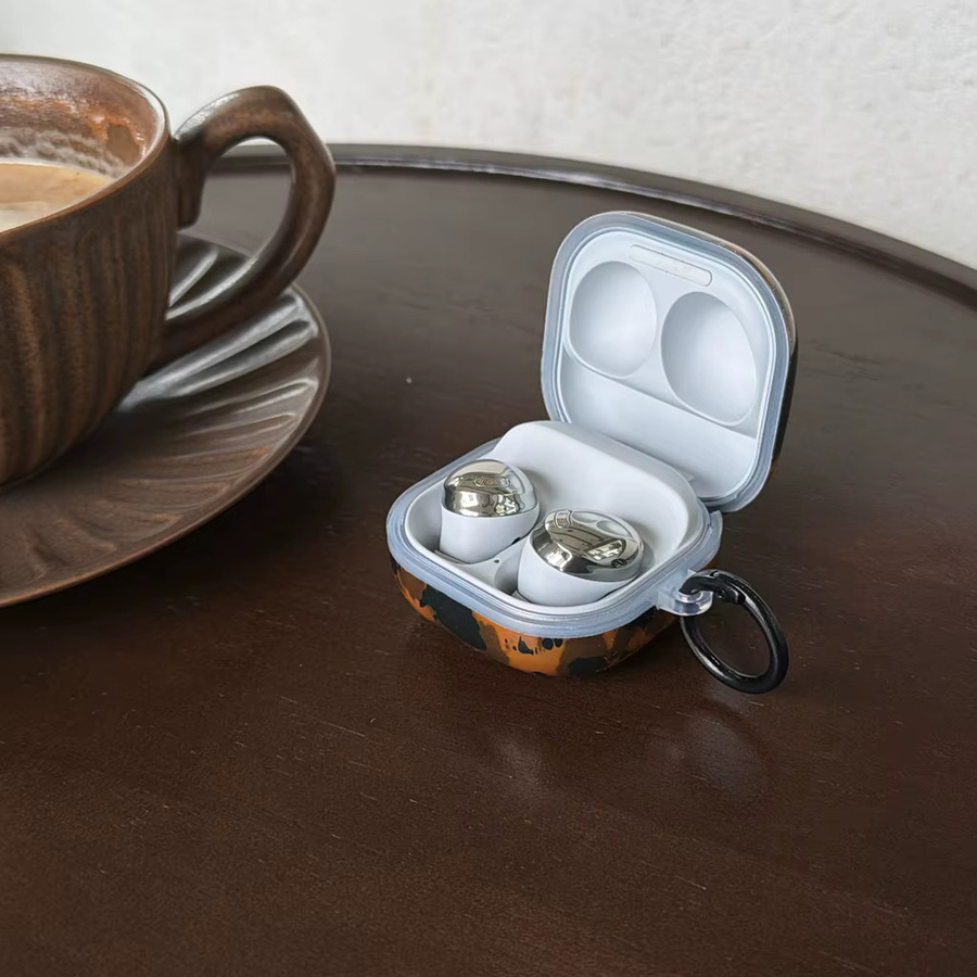 Stoßfeste Kopfhörer-Schutzhülle im Retro Leoparden-Schildpattmuster für Samsung Galaxy Buds4 Pro, Buds3 Pro, Buds2 Pro, Buds FE und Live in Braun - Bild 5