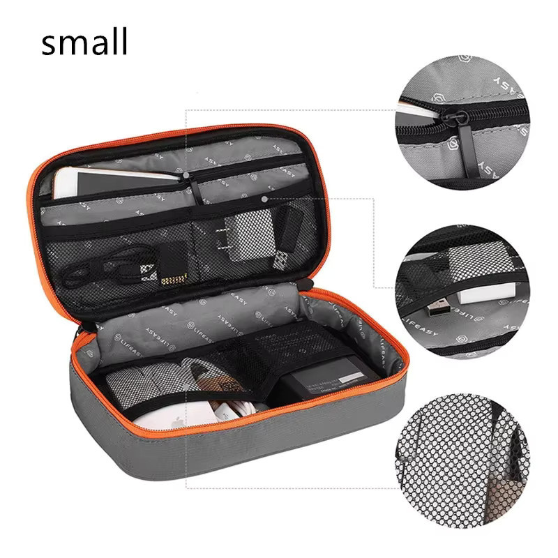 Multifunktionale Reise-Kabelaufbewahrung und Gadget-Organizer in Grau für USB-A und USB-C Kabel - Bild 5