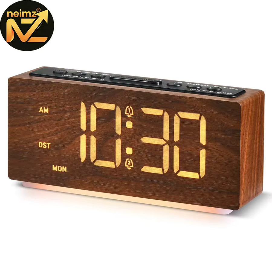 NEIMZ Digitaler LED-Holz-Wecker im minimalistischen Design mit einstellbarer Helligkeit und Schlummerfunktion - Bild 7