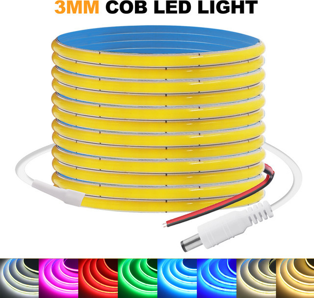 XUNATA Ultradünner COB LED-Streifen 3mm, 320 LEDs/m, Hochdichtes Flexibles Band, RA90, Weiß/Eisblau/Rosa/Rot - Bild 1