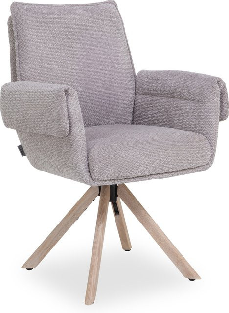 Armlehnstuhl SANSIBAR ALVESTAD in Beige und Braun mit Eichenholz und Stoffbezug, B/T/H: 52 x 45 x 92 cm - Bild 1