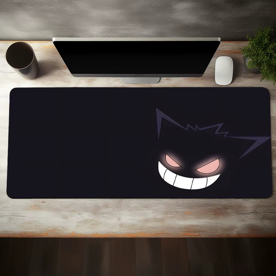 Großes Gaming-Mauspad mit Cartoon-Monster-Muster in Schwarz für E-Sport und Büro - Bild 2