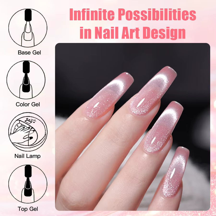 MEET ACROSS Magnetischer Gel-Nagellack mit Katzenaugen-Effekt, 3-teiliges Set - Bild 5