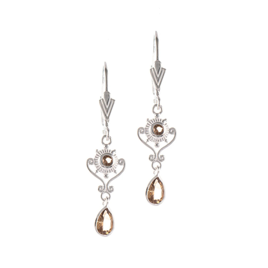 Ohrringe 925 Silber, Zirkonia, cognac, Damen - Bild 1