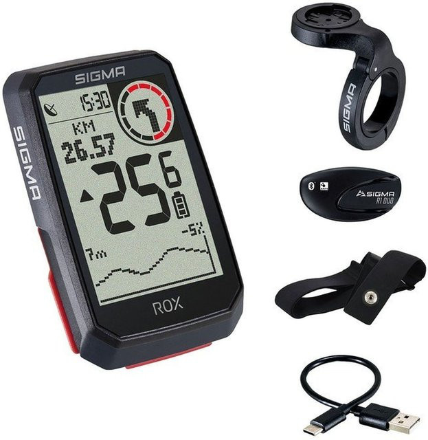 Sigma Fahrradcomputer Rox 4.0 HR Set mit GPS und Herzfrequenzmessung in Schwarz - Bild 1