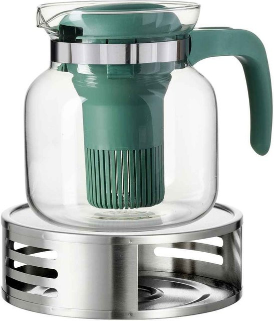 Ritzenhoff & Breker Teekanne mit Stövchen Salvia aus Glas und Edelstahl, 2er Set, 1 l - Bild 1
