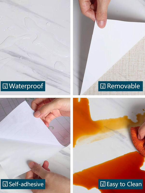 Wokhome selbstklebende PVC Dekorfolie in Perlweiß für Möbel und Küchenschränke, wasserdichte Tapete, Breite: 40 cm, Höhe: 40 cm - Bild 4