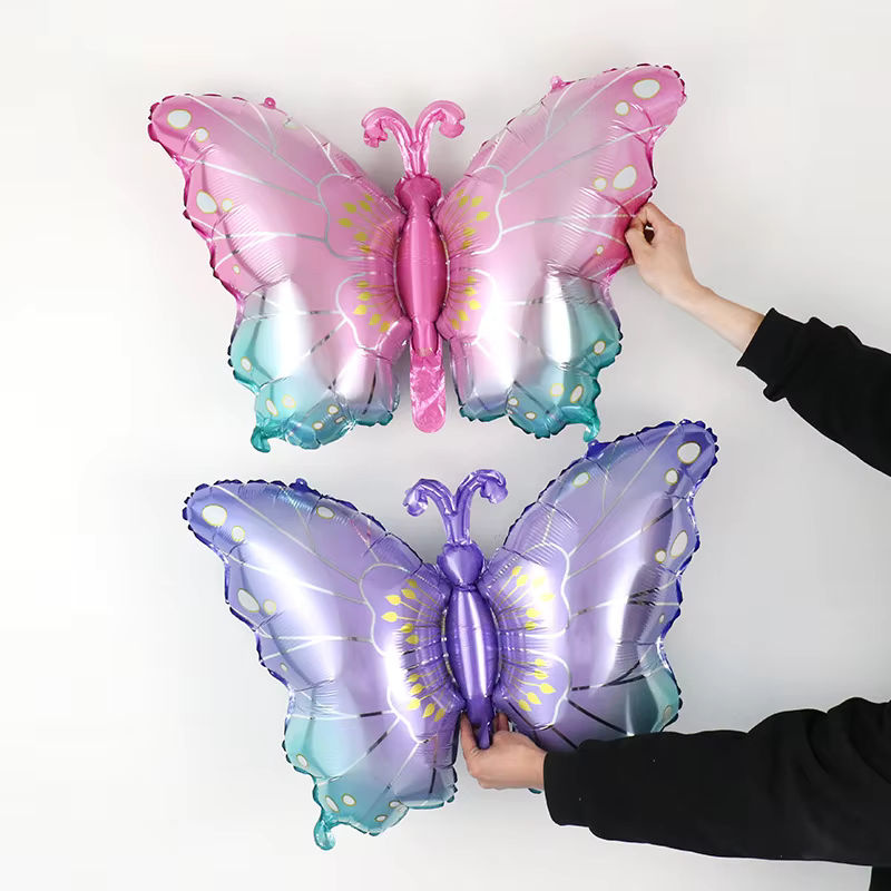 3er Set bunte Schmetterlings-Folienballons von LQDIANTANG in mehrfarbig für Geburtstag, Hochzeit und Babyparty - Bild 2
