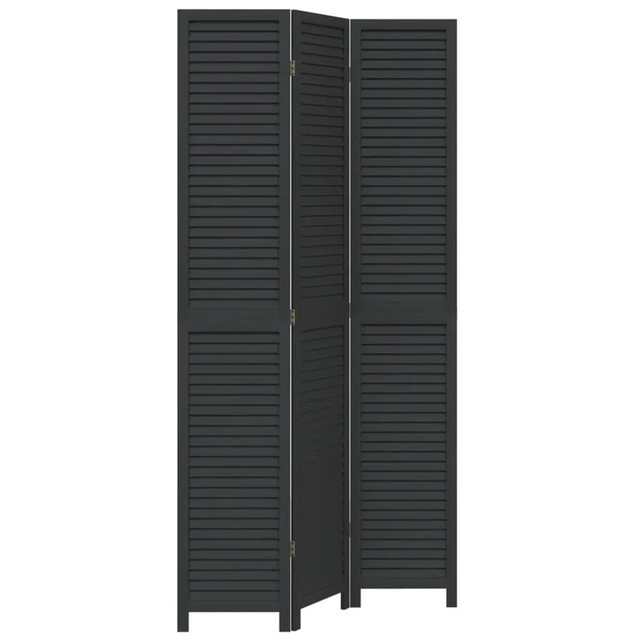 vidaXL 3-teiliger Paravent aus Paulownia-Massivholz in Schwarz matt, B/H: 220 x 110 cm - Bild 2