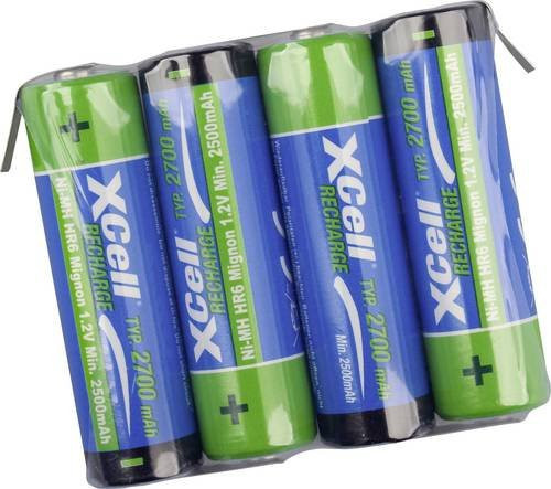 XCell Akkupack 4x Mignon AA NiMH 4.8V 2700mAh Multicolor - Bild 1