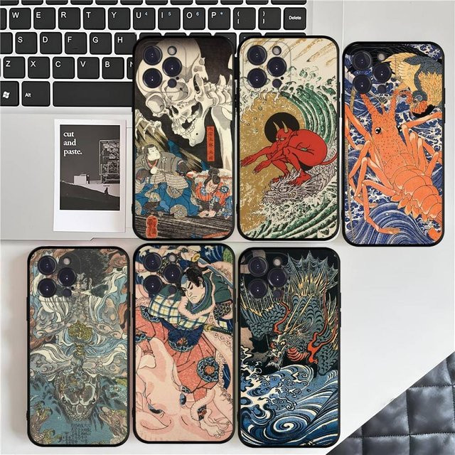 Silikon Handyhülle mit Utagawa Kuniyoshi Ukiyoe Kunst Motiv für Apple iPhone 11 bis 16 Pro Max Plus Mini XS in Multicolour - Bild 1