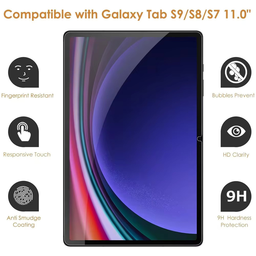 Samsung Galaxy Tab S9 11 Zoll Displayschutzfolie aus 9H gehärtetem Glas, transparent, Anti-Fingerprint HD-Schutz - Bild 2