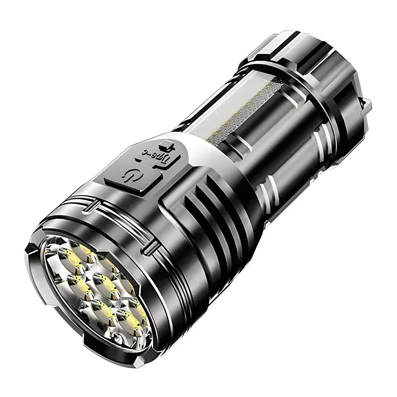 XIWANGFIRE Mini USB-aufladbare LED Taschenlampe mit 9 LEDs und COB-Flutlicht in Schwarz - Bild 4