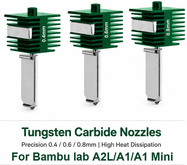Bambu Lab Hotend Baugruppe mit Wolframkarbid-Düse für A1 und A1 Mini in Grün - Bild 1
