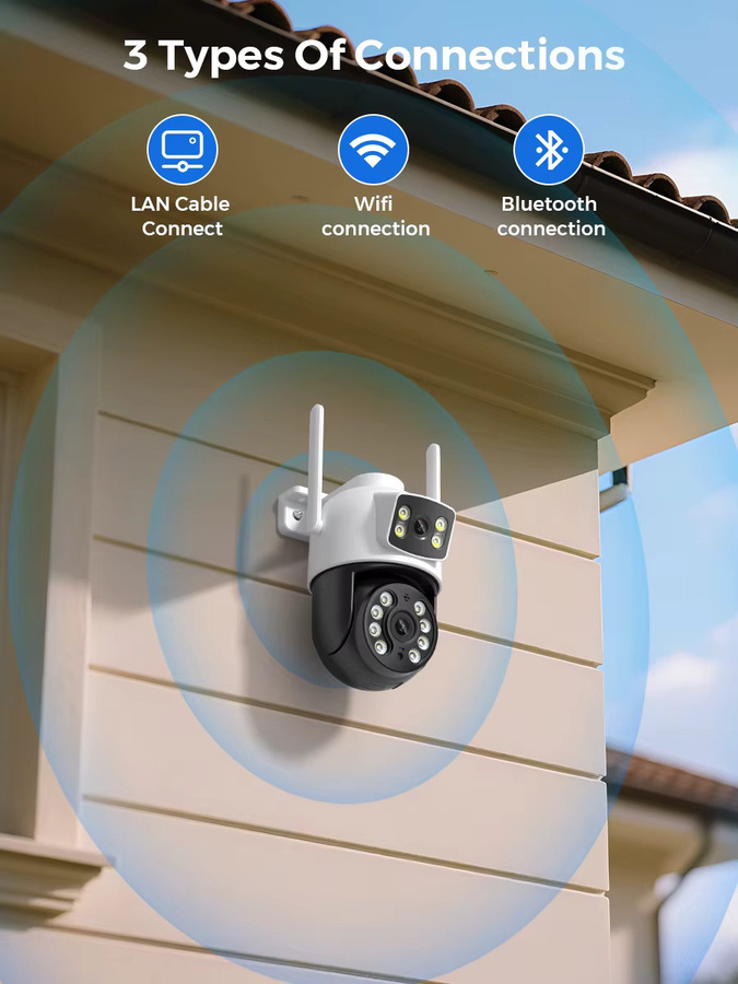 BESDER 8MP PTZ WiFi Outdoor Überwachungskamera mit Dual-Bildschirm, Menschliche Erkennung und Nachtsicht, IP Kamera in Weiß - Bild 4