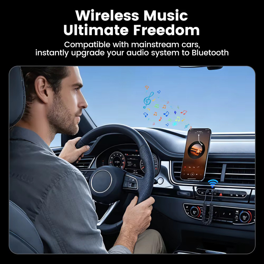Toocki Bluetooth 6.0 Aux-Adapter für das Auto, USB zu 3,5mm Klinke Audio-Empfänger und Sender in Schwarz - Bild 2