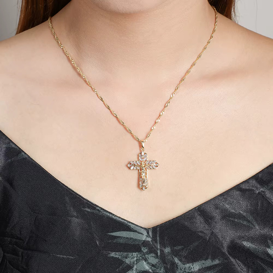 Jesus-Anhänger-Halskette, 14 Karat Gold, verkupfert, Unisex - Bild 3
