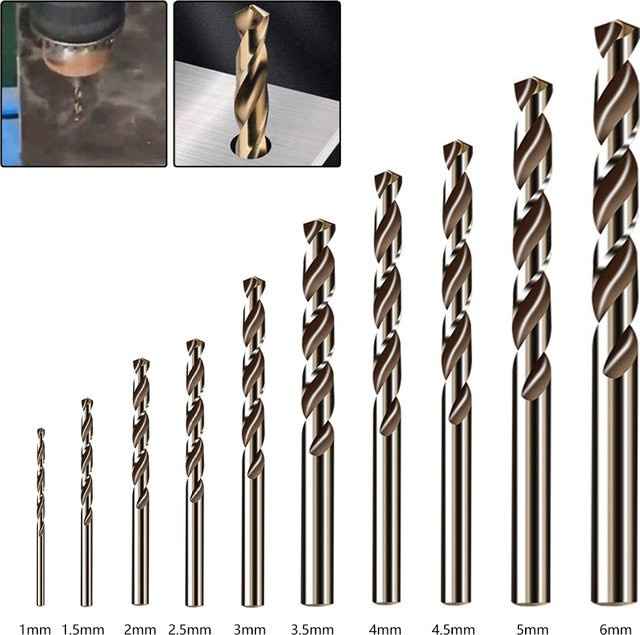 DAZZLEEX HSS M35 Kobalt Bohrer Set aus rostfreiem Stahl, 10 Stück, Silber, Rundschaft für Metall - Bild 1