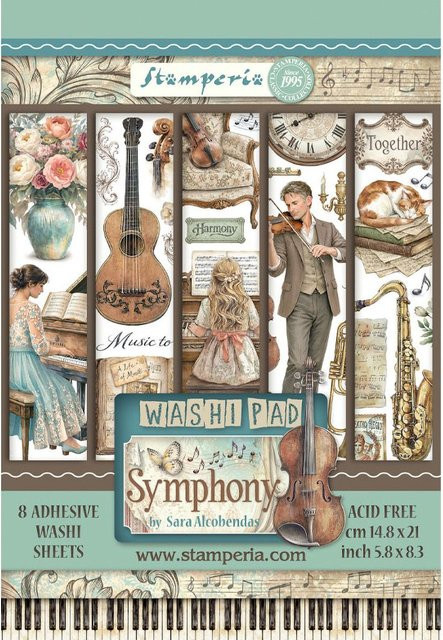 Stamperia Washi Pad Symphony in A5, Multicolour, Transparent - Bild 1