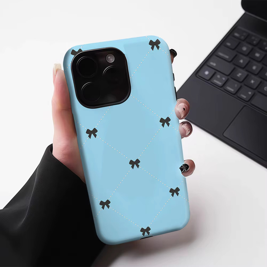 Robuste magnetische Handyhülle mit blau-schwarzer Schleife für Apple iPhone 17 16 15 14 13 Pro Max Plus - Bild 3