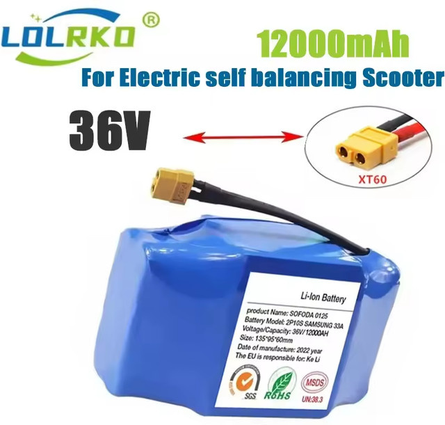 ALalito Akku-Pack 10s2p Lithium-Ionen-Akku für Hoverboard und Einrad, 36 V, 12,0 Ah, Blau - Bild 1