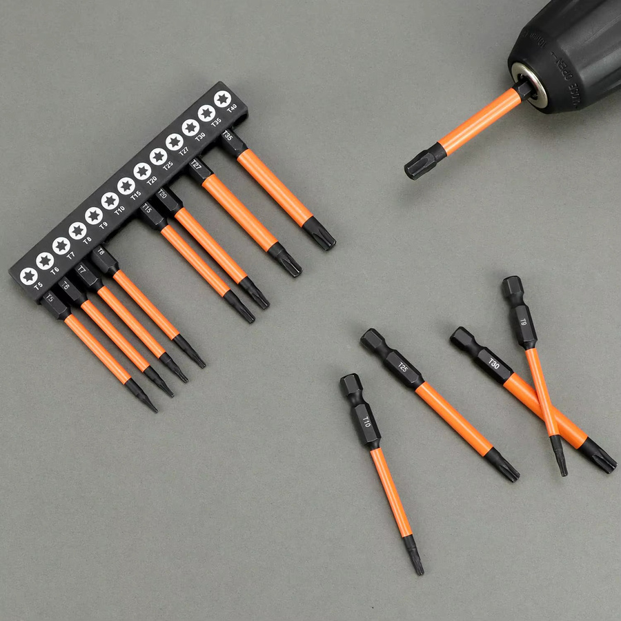 Rafford 13-teiliges Torx-Bit-Set aus S2-Stahl mit 75 mm Länge, magnetisch, 1/4 Zoll Sechskantschaft, kompatibel mit Schlagschraubern, T5-T40 - Bild 4