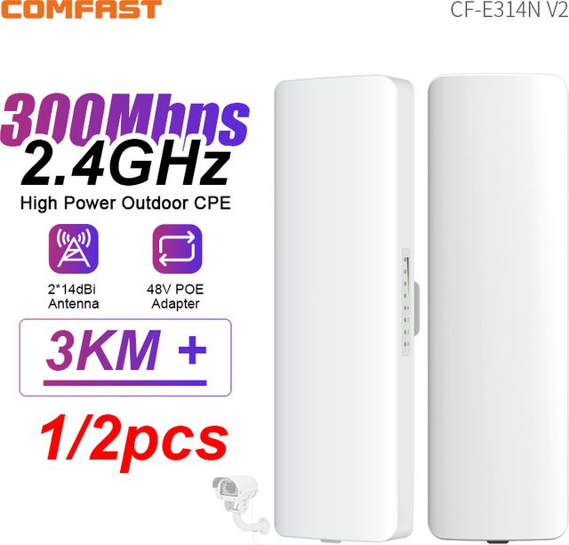 COMFAST Outdoor WLAN-Repeater 300Mbps Drahtlose Brücke 2,4G WLAN-CPE-Bridge mit 3-5km Reichweite in Weiß - Bild 1