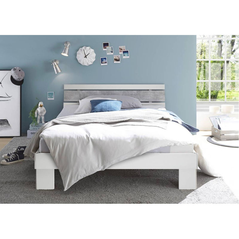 Futonbett Lyon von Poco in Weiß und Grau in Beton-Optik, Liegefläche B: 140 cm, L: 200 cm - Bild 2