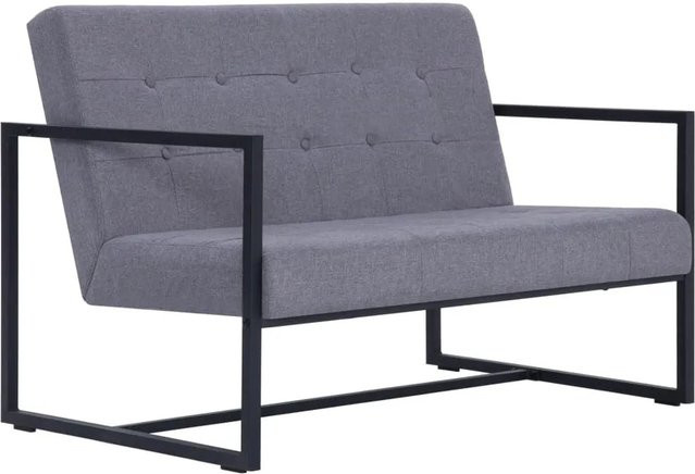 vidaXL 2-Sitzer-Sofa in Hellgrau mit Armlehnen aus Stoff und Stahl - Bild 1
