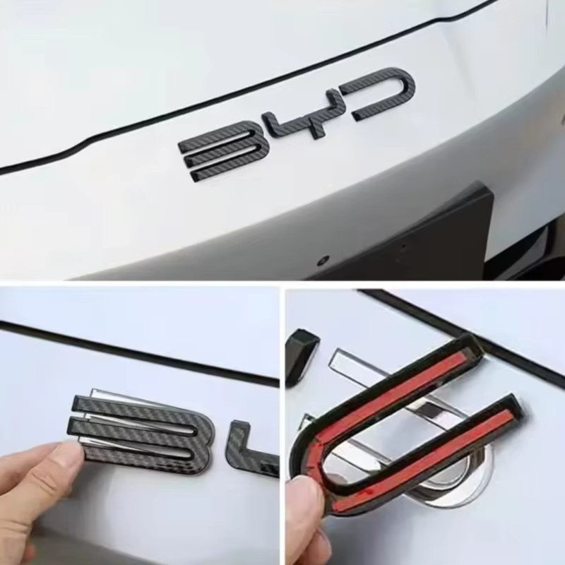 Schwarze Auto-Abzeichenaufkleber für BYD Modelle vorne und hinten sowie Lenkrad-Logo-Aufkleber - Bild 3