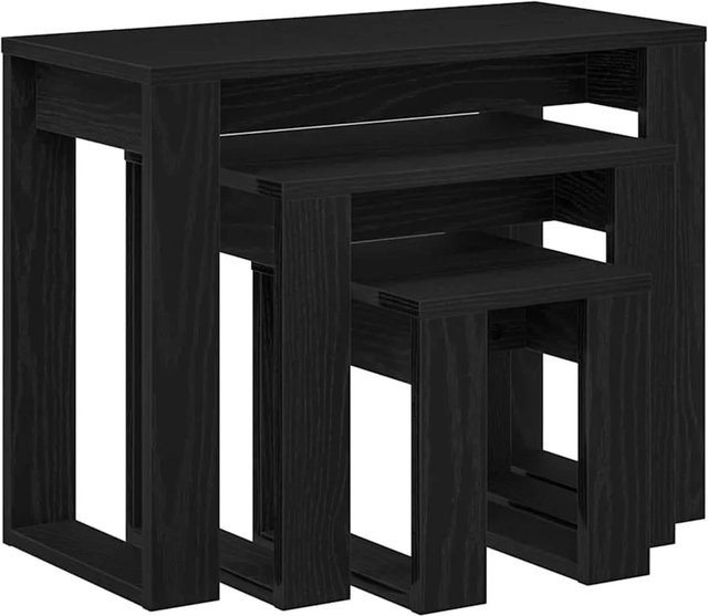 vidaXL Nestingtisch 3-teilig in Schwarz und Eichen-Optik aus Holzwerkstoff für Wohnzimmer und Home-Office - Bild 1