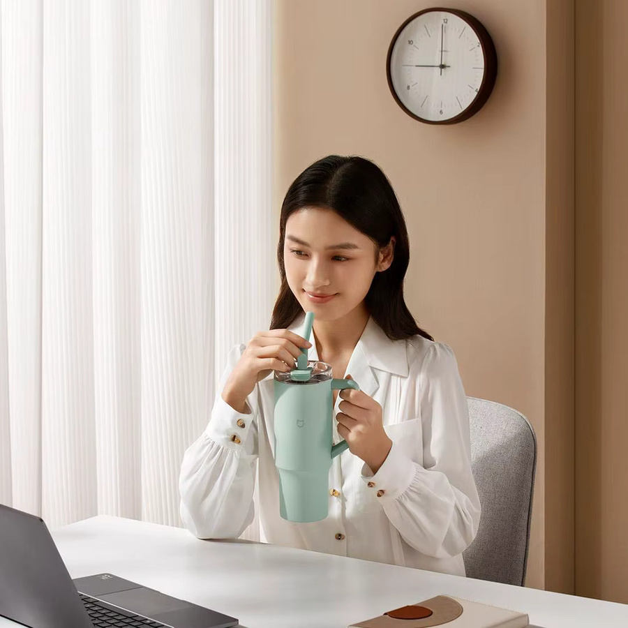 Xiaomi Strohhalmbecher aus 316L-Edelstahl mit Isolierung, 1 l, Weiß/Grün - Bild 4
