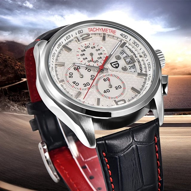 PAGANI DESIGN Armbanduhr Quarz, Edelstahl, Leder, Herren - Bild 1