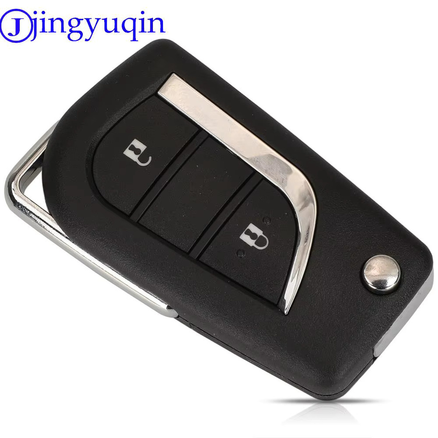 Jingyuqin Ersatz Auto Fernbedienung Schlüsselgehäuse für Toyota AYGO, 2 Tasten, 433 MHz, ID70 Chip, Schwarz - Bild 4