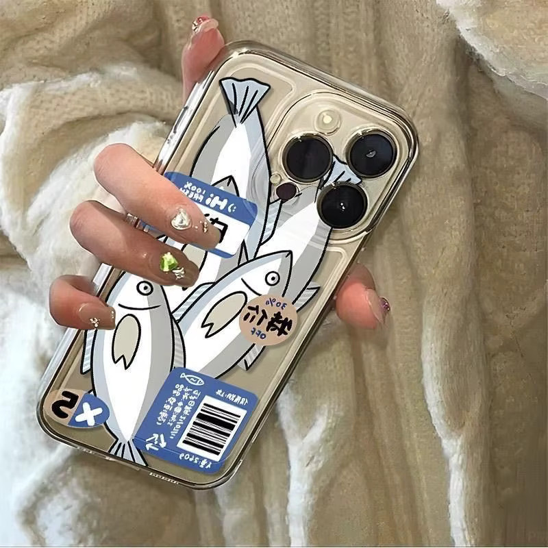 Transparente Handyhülle mit gesalzenem Fisch Motiv für Samsung Galaxy S25 S24 S23 S22 S21 S20 FE Note20 Note10 Plus Ultra Lite 5G aus weichem TPU - Bild 2