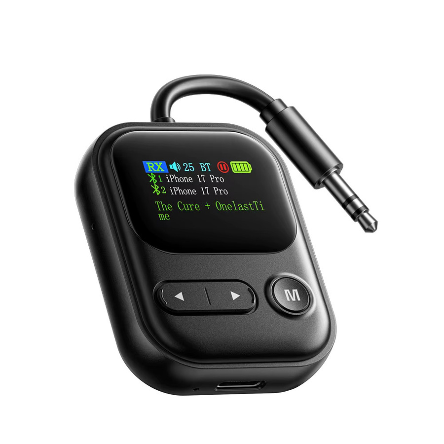 Essager Bluetooth 6.0 Audio-Empfänger und Sender mit Mikrofon und LCD-Display, 3,5-mm-Klinke, Schwarz - Bild 7