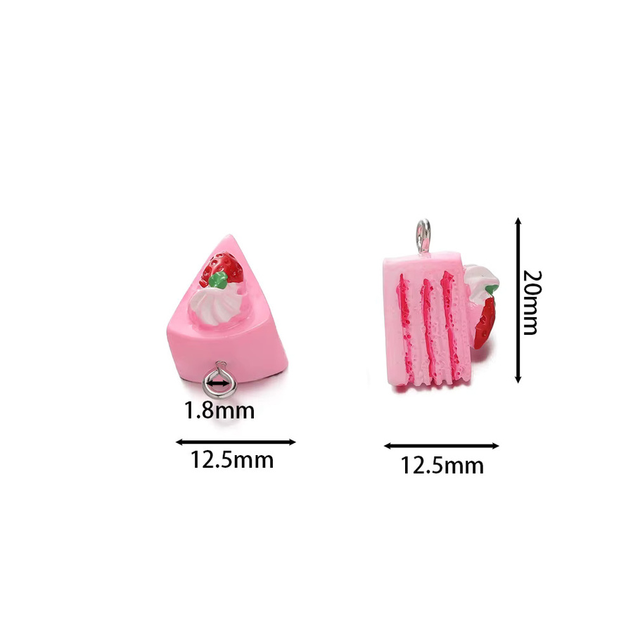 St.kunkka Anhänger Charms, 3D Mini Erdbeere Kuchen, Harz, 5 Teile/los - Bild 1
