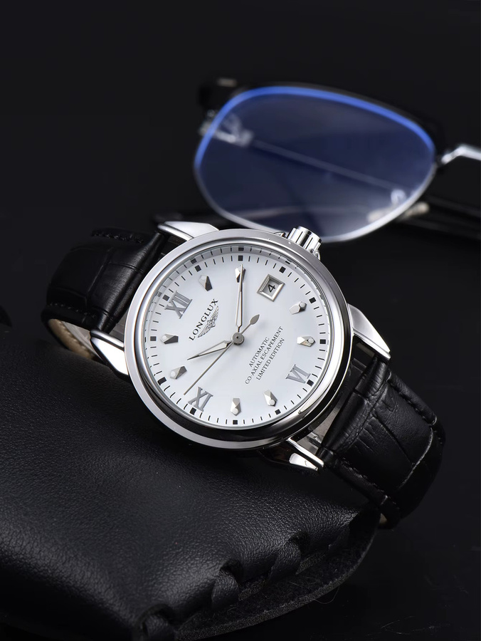 LONGLUX Automatikuhr, Leder, Schwarz, Herren, Datum - Bild 3