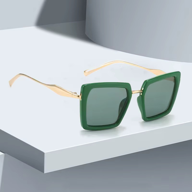 YuYing Sonnenbrille, quadratisch, Vollrand, grün, gold, Damen - Bild 2