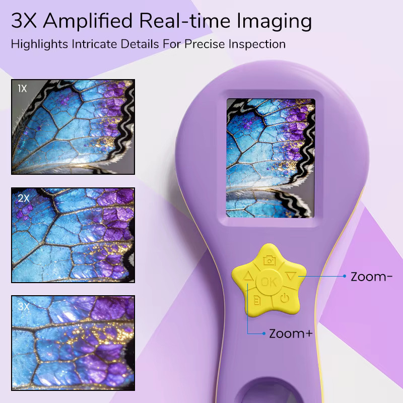VISHRT Digitale Lupe, Videomikroskop, 2,0-Zoll-IPS-Bildschirm, 2,0 MP, 8 LEDs, purple - Bild 3