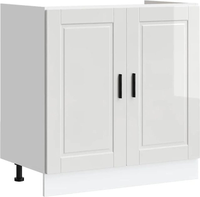vidaXL Spülenunterschrank Porto in Hochglanz-Weiß, B/T/H: 80 x 46 x 81,5 cm - Bild 1
