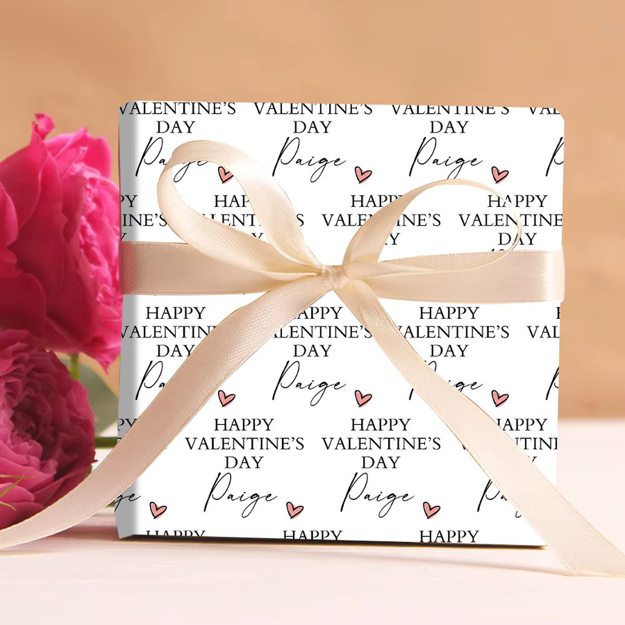 Personalisiertes Geschenkpapier WEIGAO mit Valentinstag-Design in Weiß - Bild 2