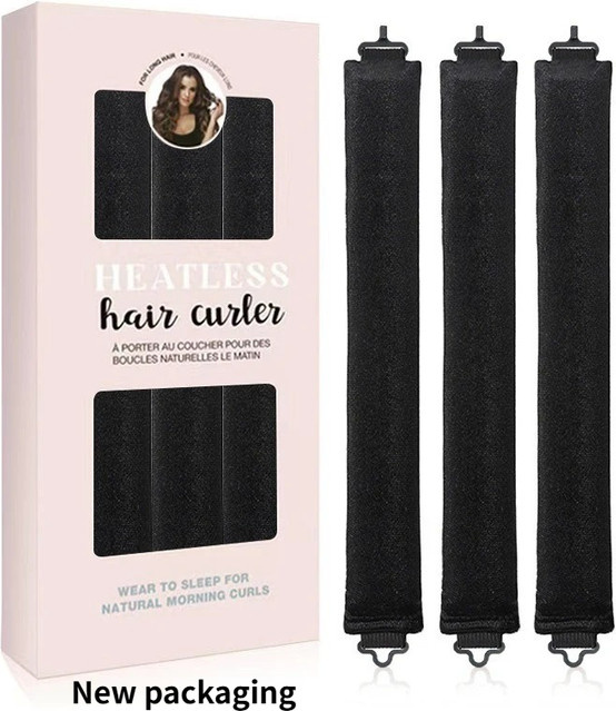 Satin-Flexi-Stäbe für hitzefreie Jumbo-Locken, 3 Stück, Schwarz - Bild 1