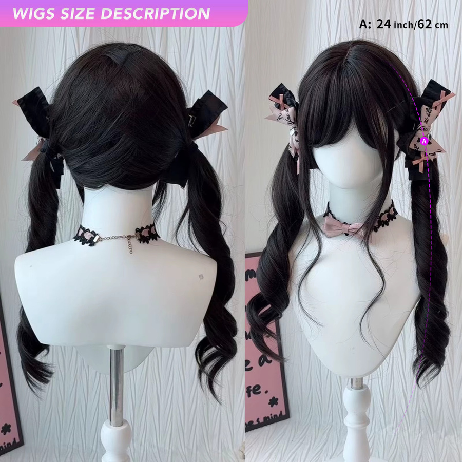 MEISU Perücke, 2 Pferdeschwanz-Lolita-Pony, synthetische Faser, Damen - Bild 3