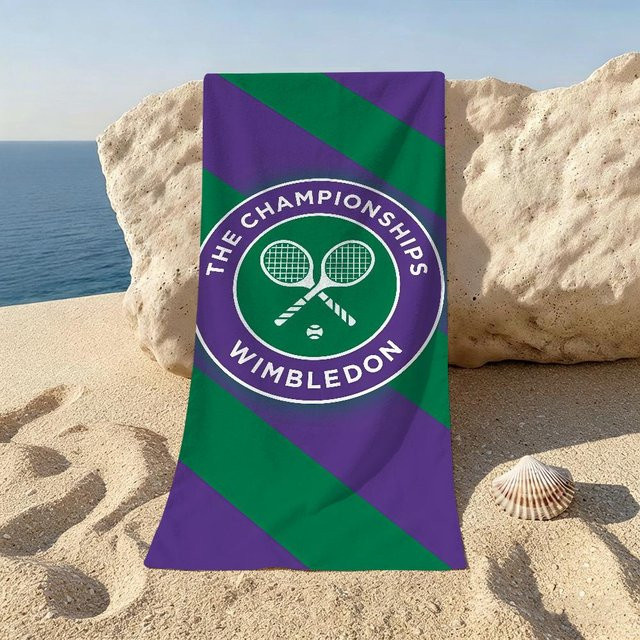 JMG Household Supplies Strandtuch Wimbledon-Logo in Lila, B/H: 70 x 140 cm - Bild 1